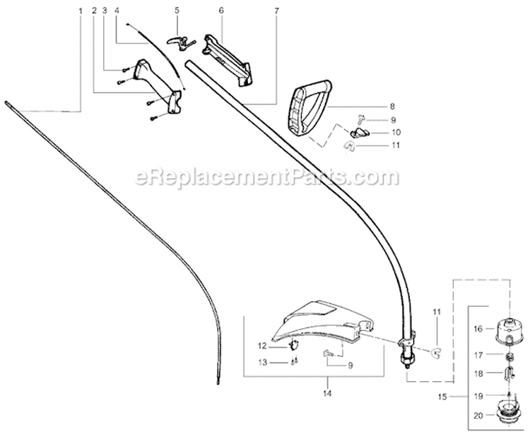 Page E Diagram and Parts List for XT25  Weed Eater Trimmer